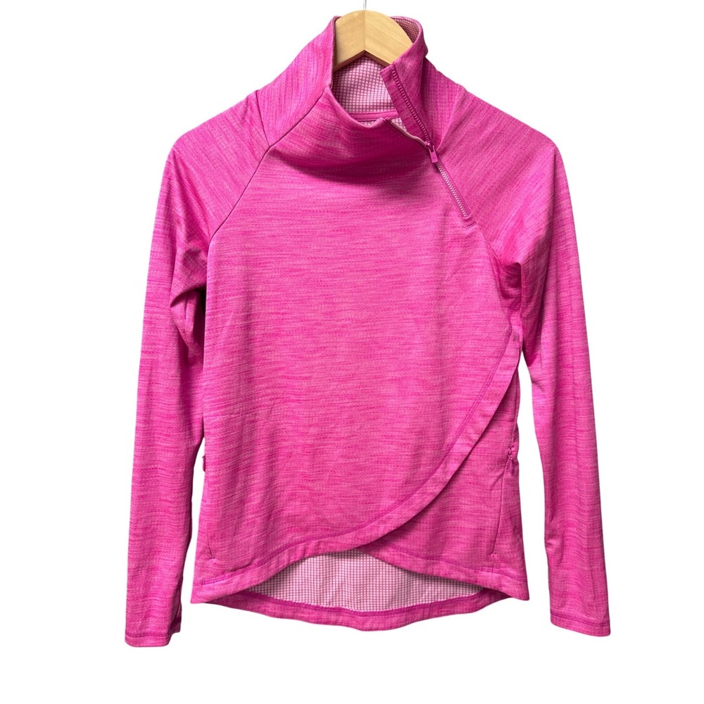 IBKUL Pullover Women XS Pink Asymmetrical Zip Mock Neck UPF 50+ Active Sun Shirt